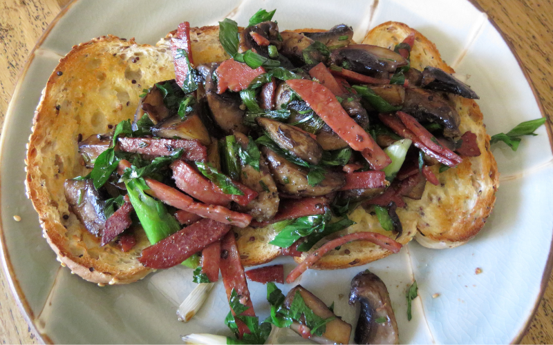 Mushroom & Vegan Bacon on Toast